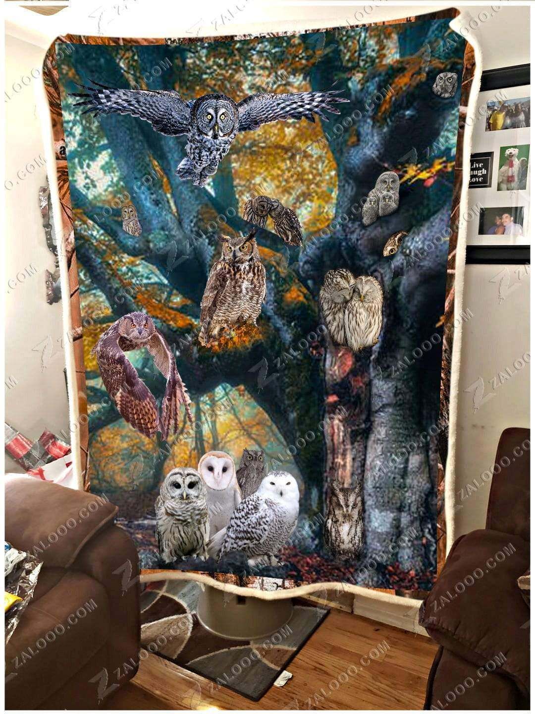 Owl Tree Of Owls Sherpa Fleece Blanket