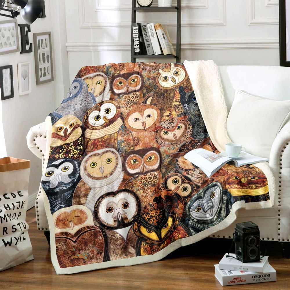 Owl Sherpa Fleece Blanket