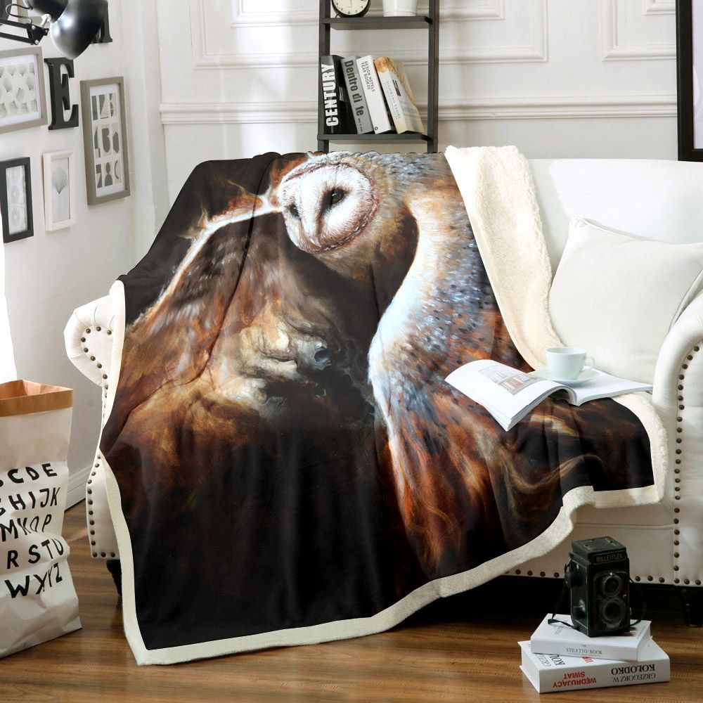 Owl Sherpa Fleece Blanket