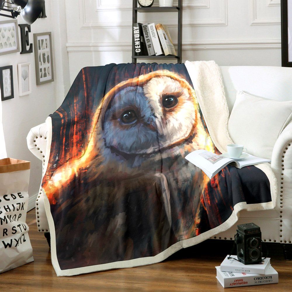 Owl Sherpa Fleece Blanket