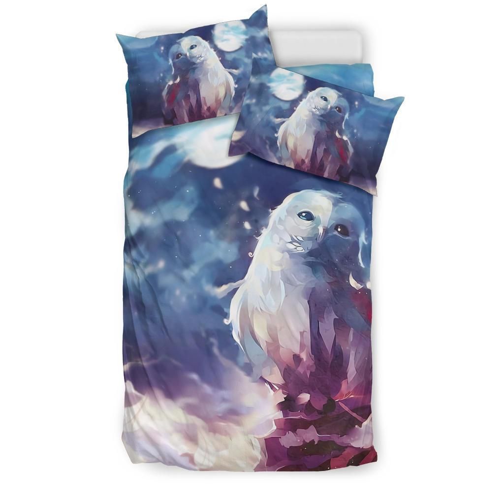 Owl Under The Moon Painting Bedding Set