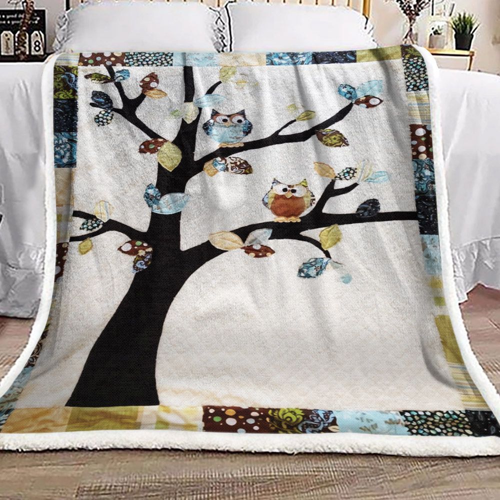 Owl Sherpa Fleece Blanket