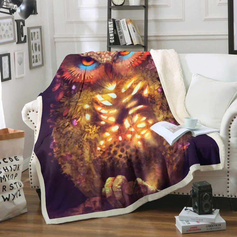 Owl Sherpa Fleece Blanket