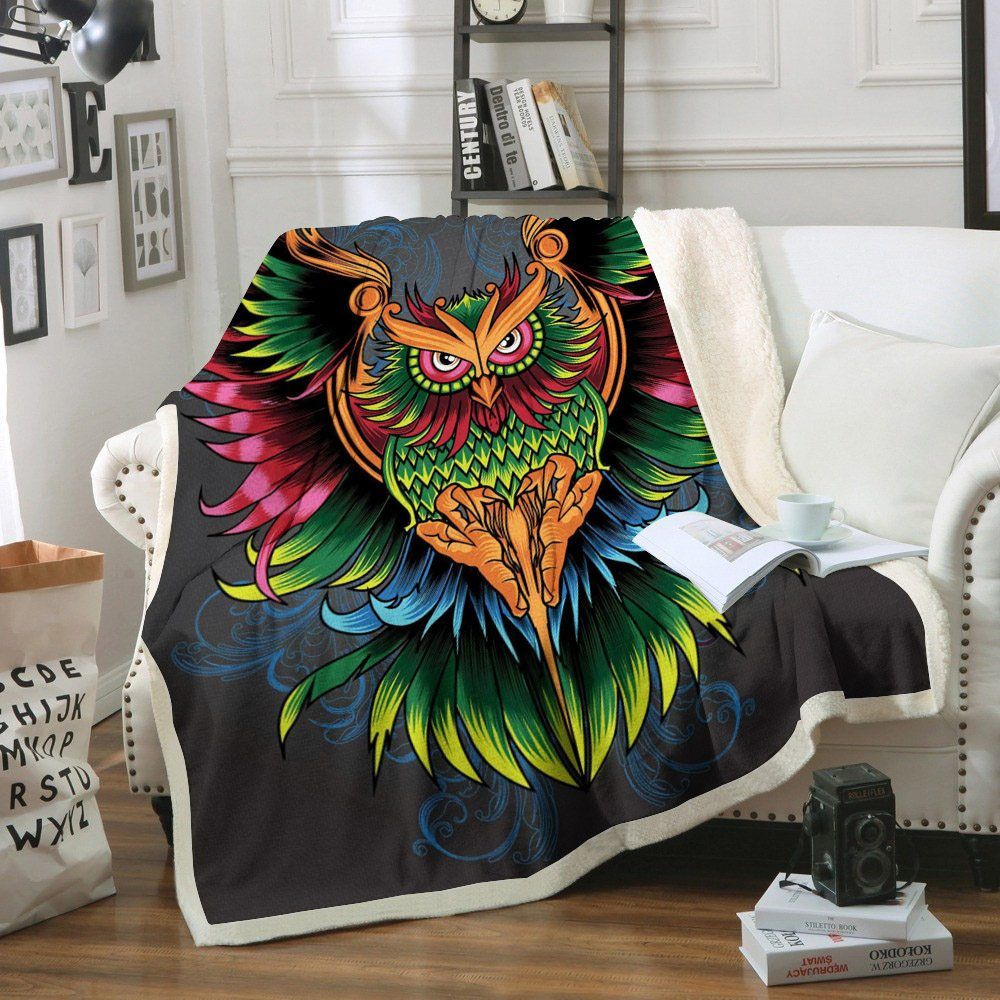 Owl Sherpa Fleece Blanket