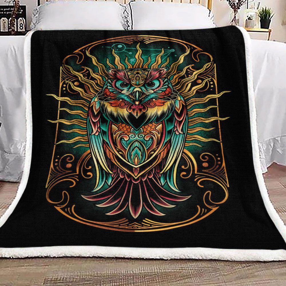 Owl Sherpa Fleece Blanket