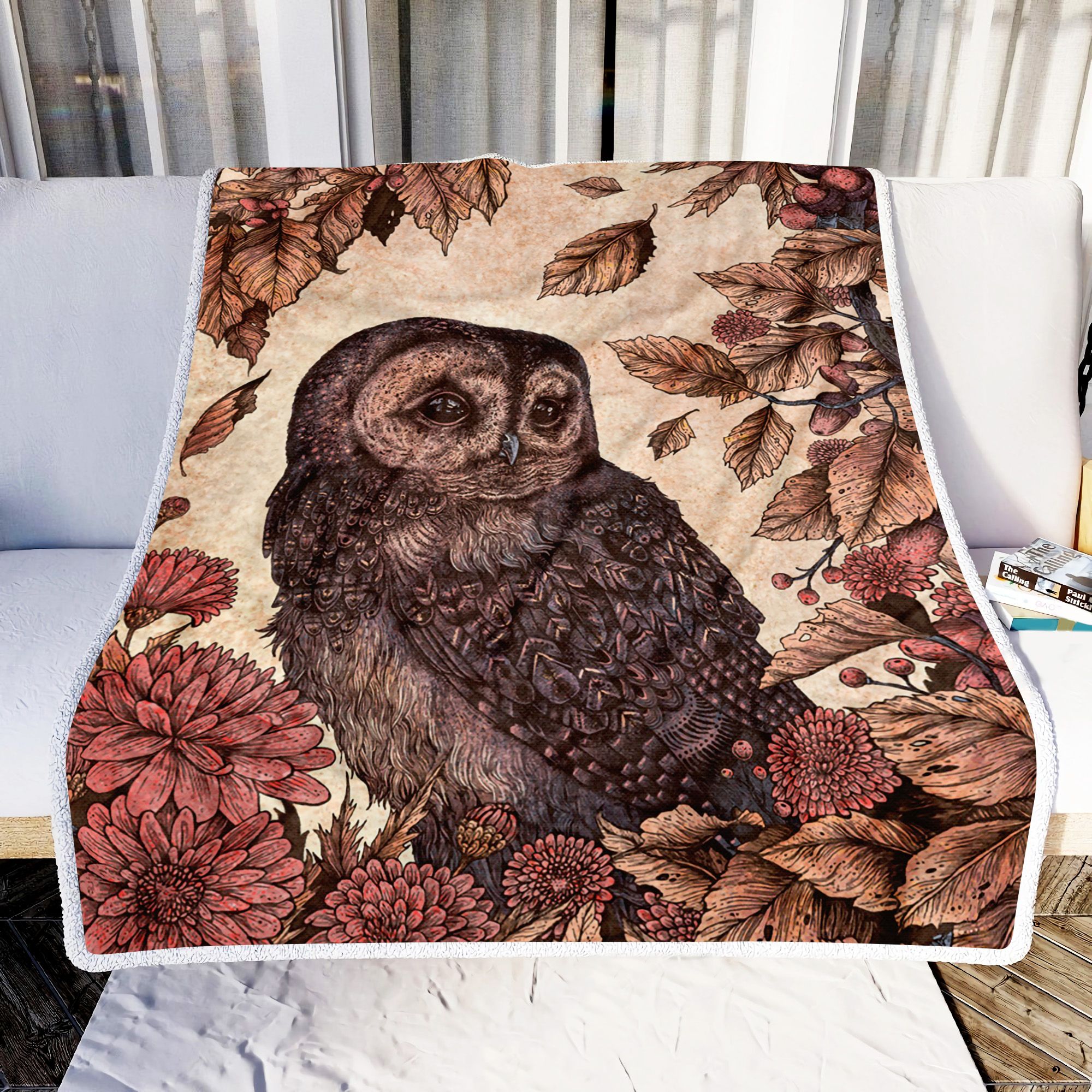Owl Vintage Art Fleece Blanket