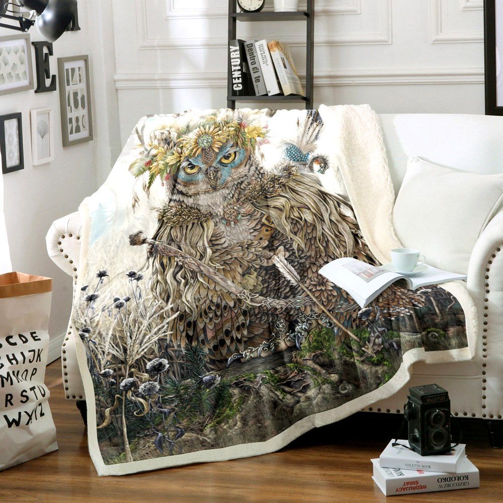 Owl Warrior Sherpa Fleece Blanket
