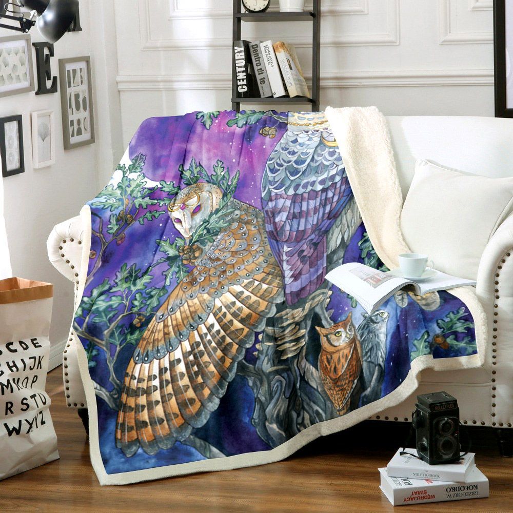 Owl Warrior Sherpa Fleece Blanket
