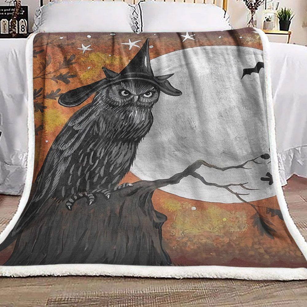 Owl Witch Sherpa Fleece Blanket