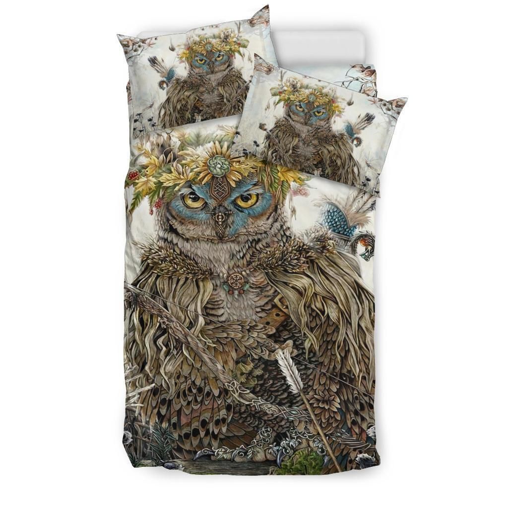 Owl With Sunflower Bedding Set