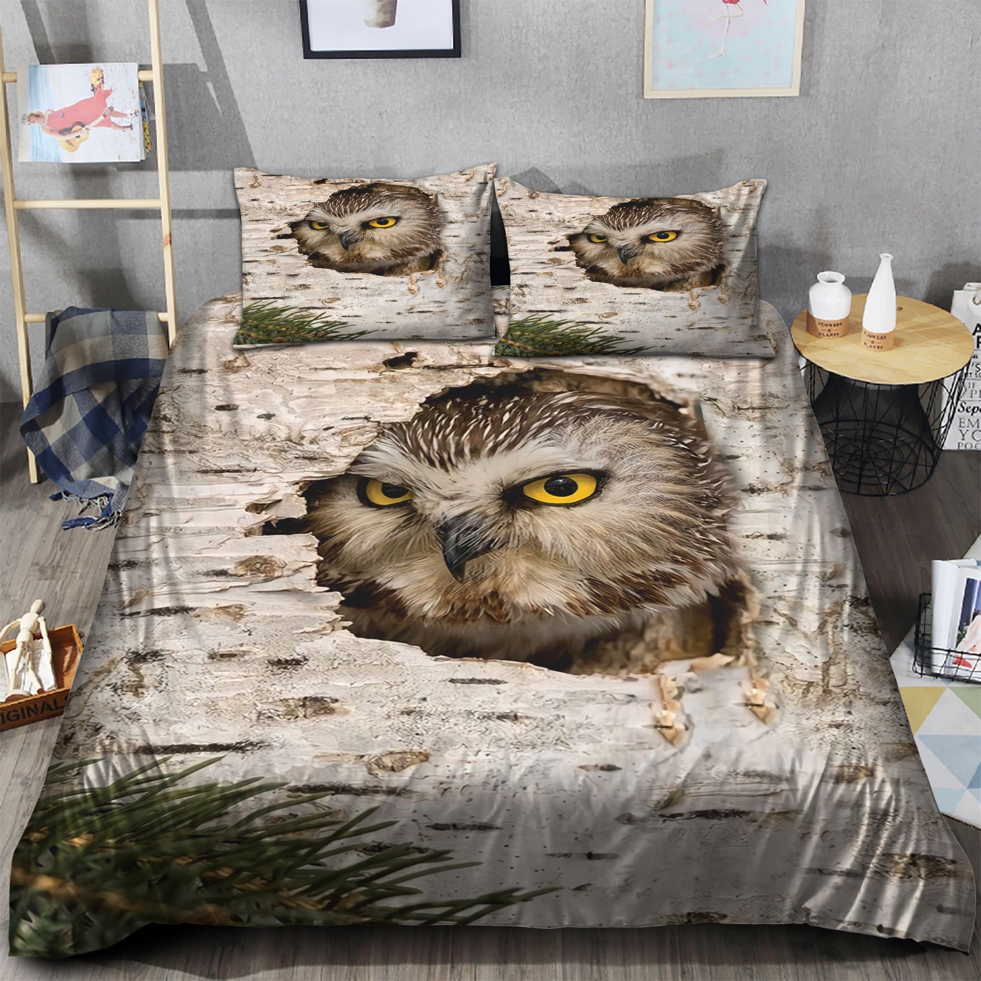Owl Wood Bedding Set