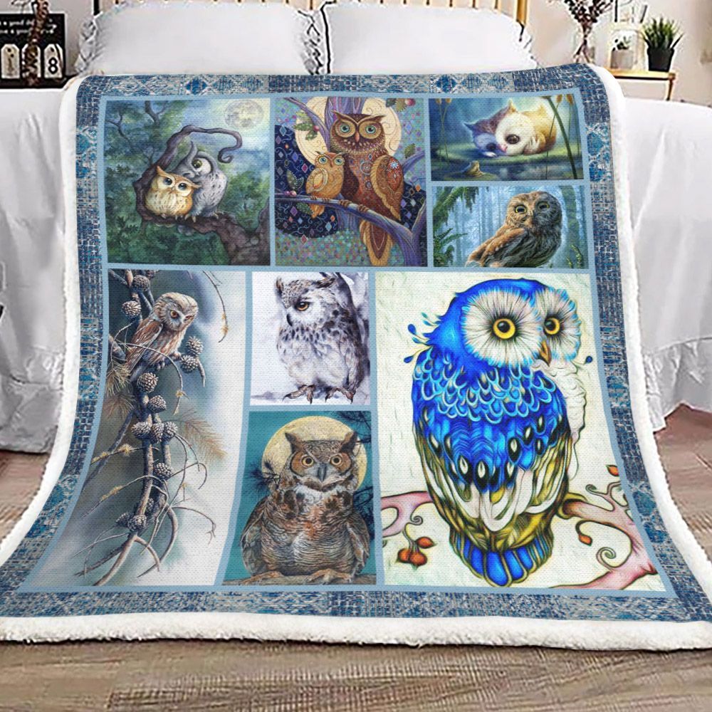 Owl Sherpa Fleece Blanket