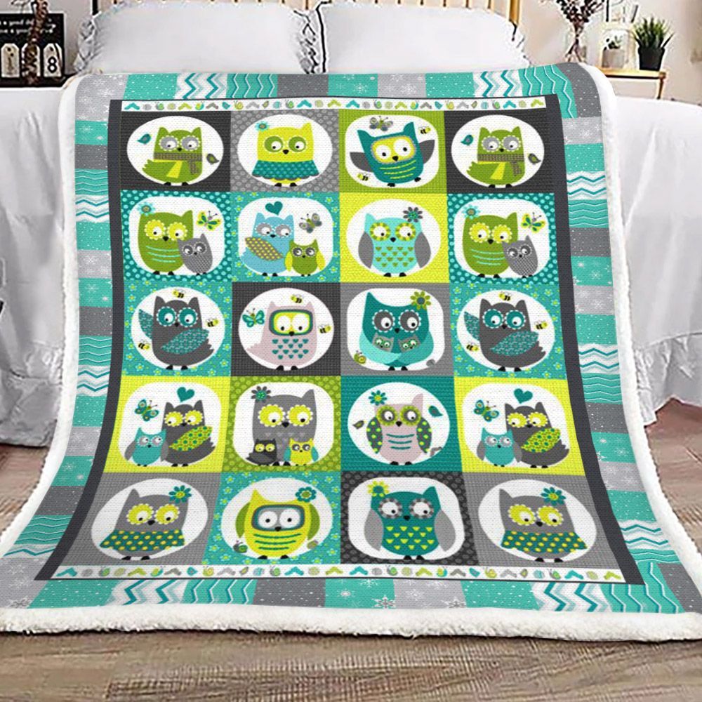 Owl Sherpa Fleece Blanket