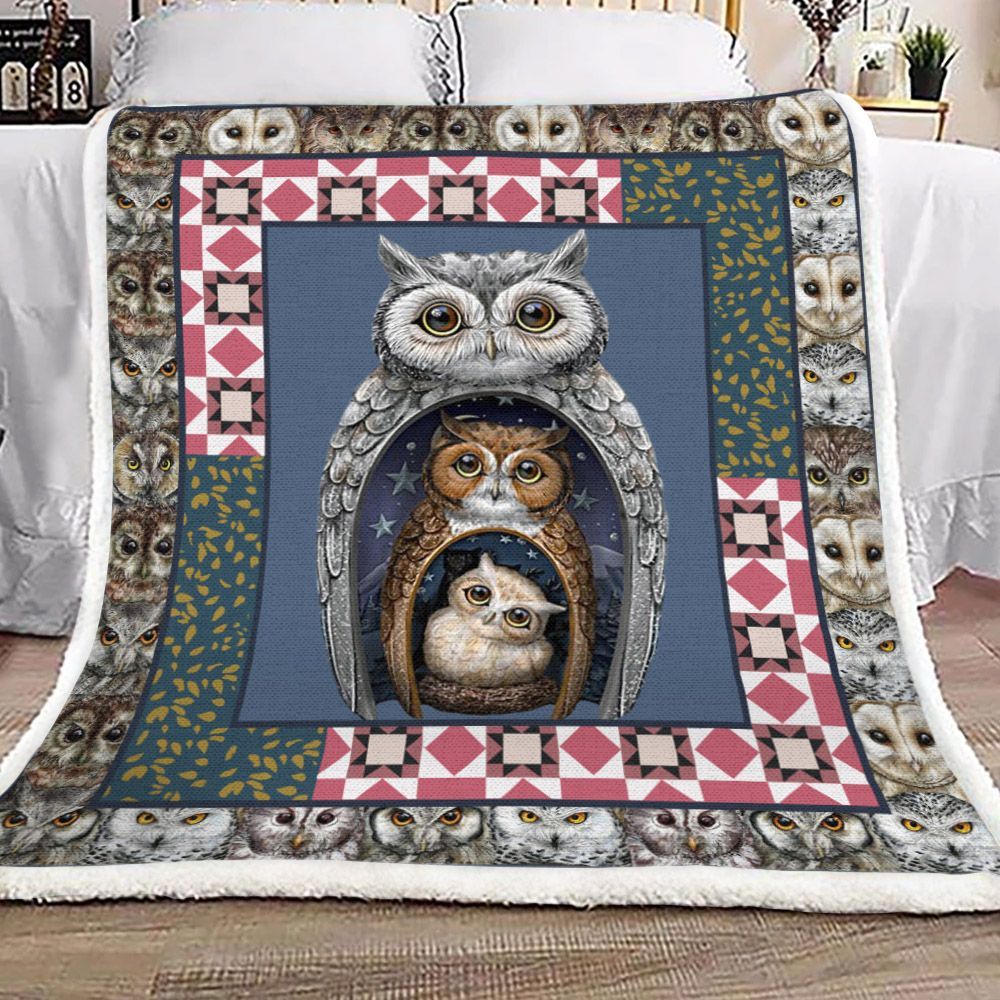Owl Sherpa Fleece Blanket