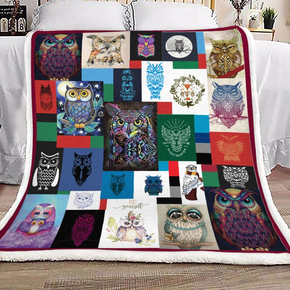 Owl Sherpa Fleece Blanket