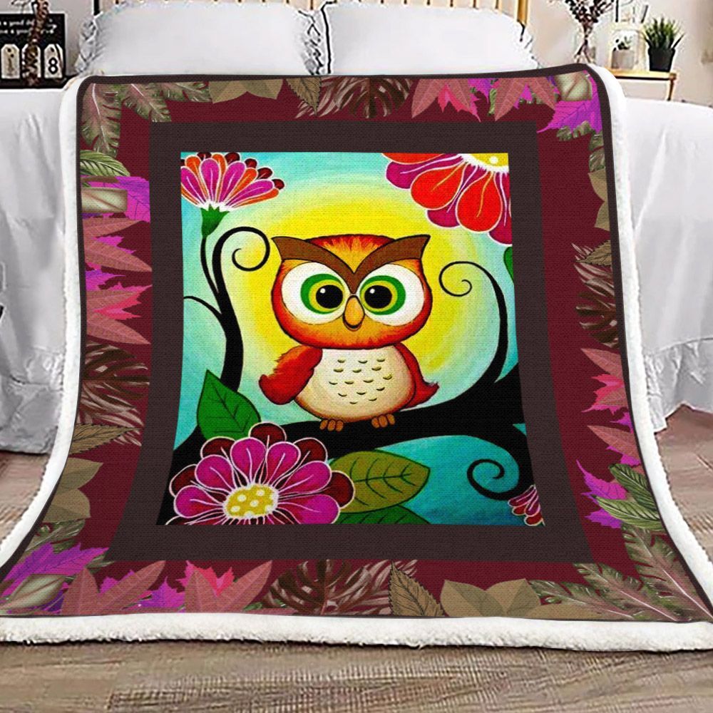 Owl Sherpa Fleece Blanket