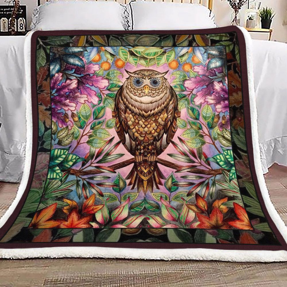 Owl Sherpa Fleece Blanket