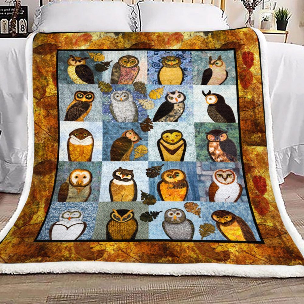 Owl Sherpa Fleece Blanket