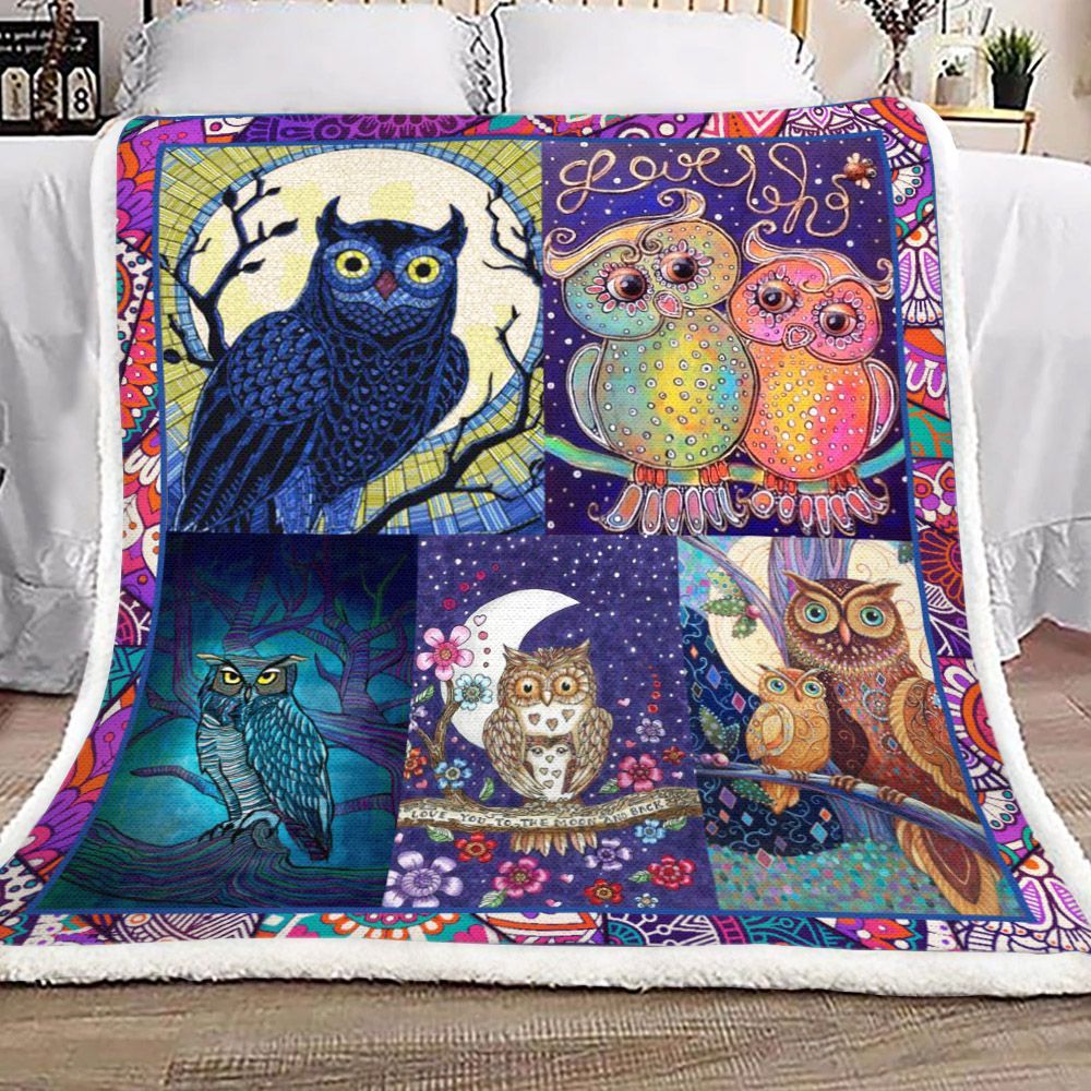 Owl Sherpa Fleece Blanket