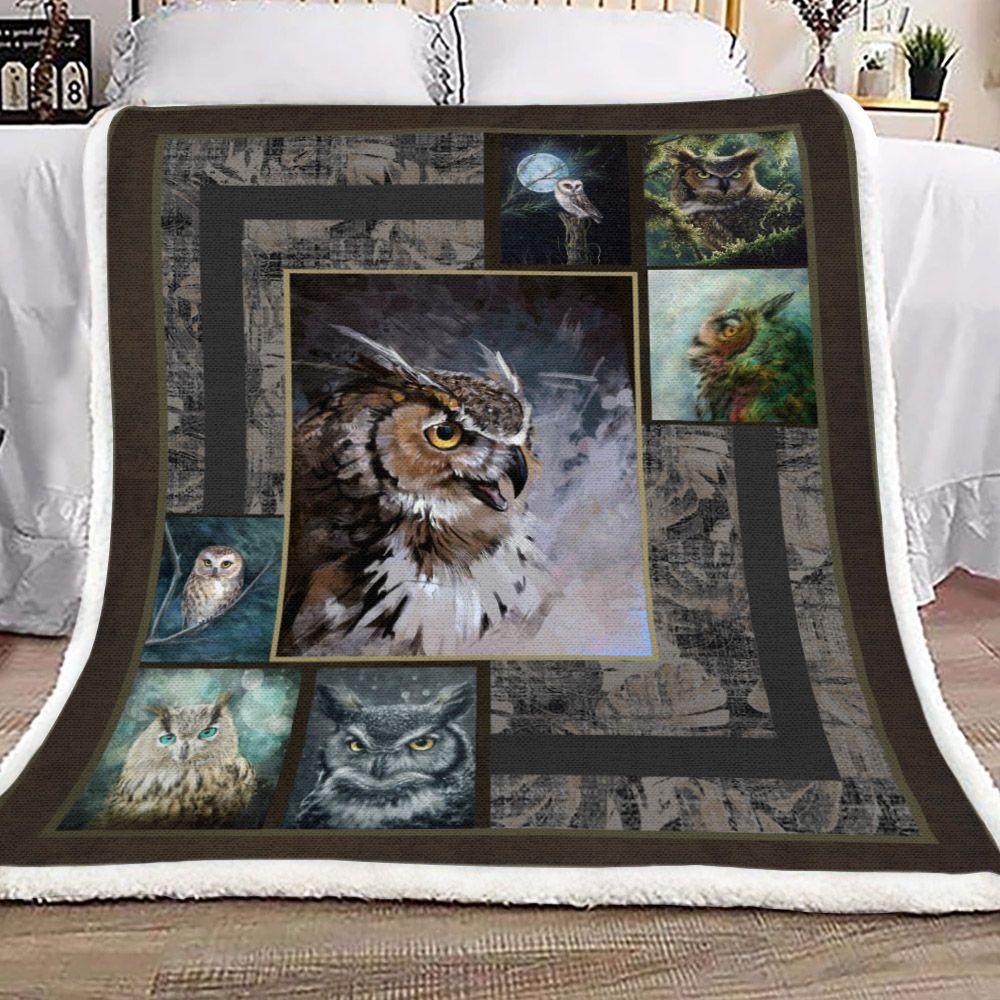 Owl Sherpa Fleece Blanket