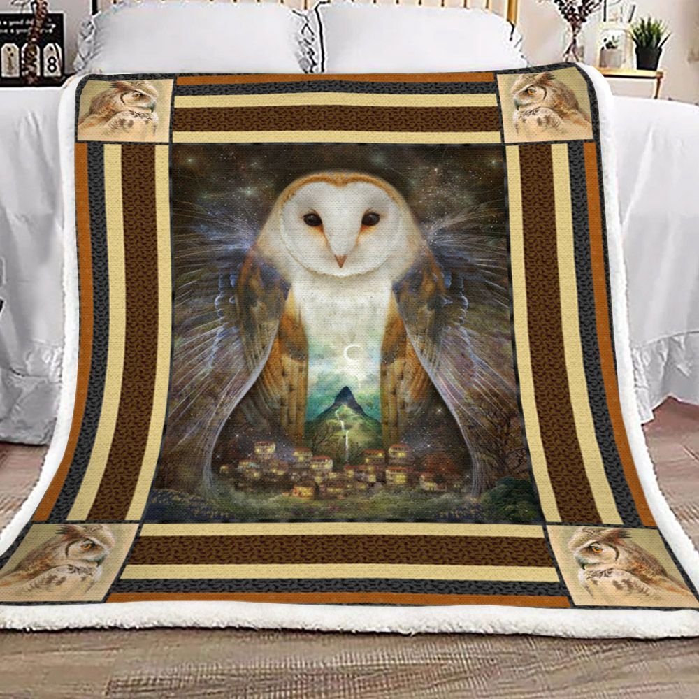 Owl Sherpa Fleece Blanket