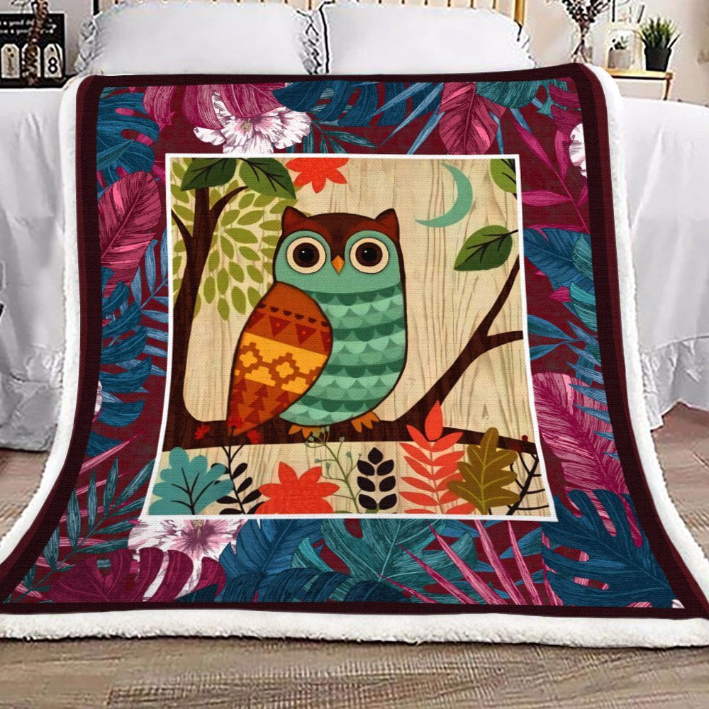 Owl Sherpa Fleece Blanket