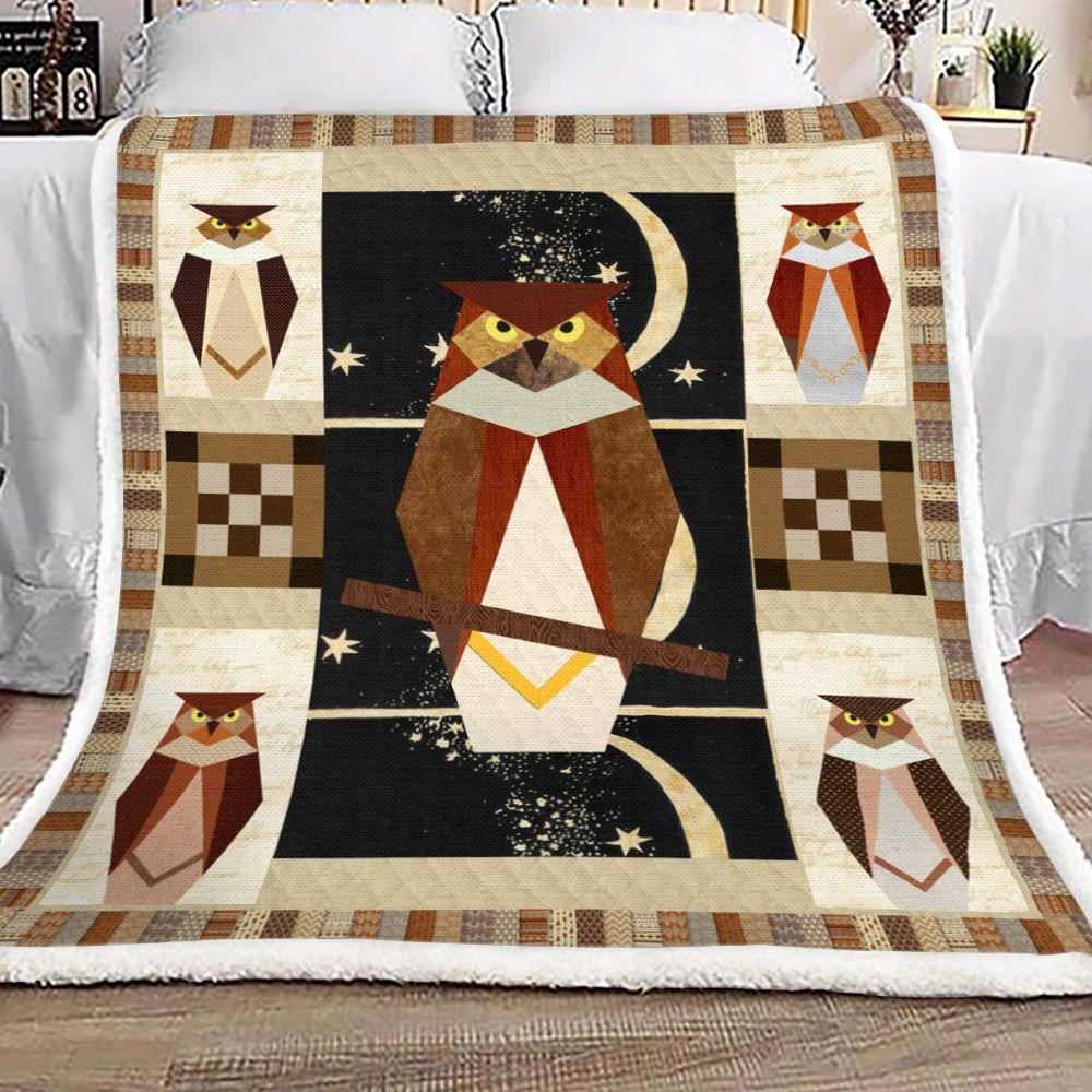 Owl Sherpa Fleece Blanket