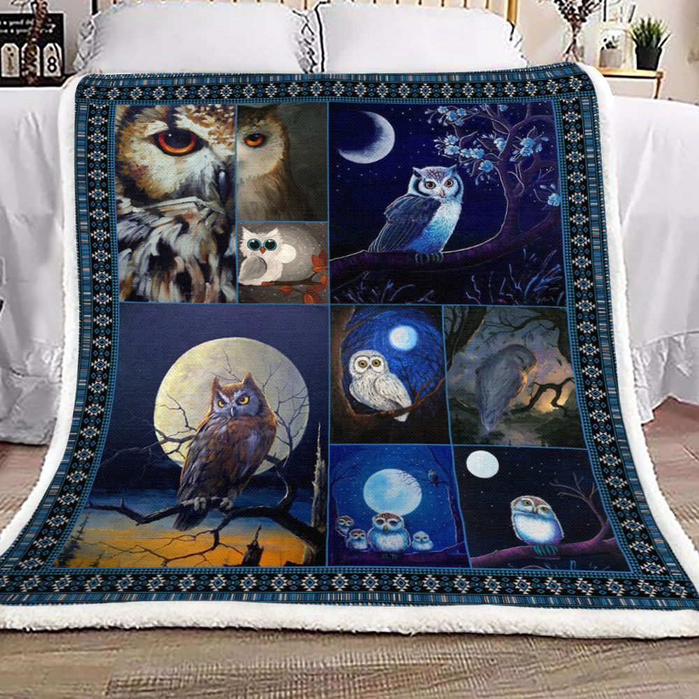 Owl Sherpa Fleece Blanket