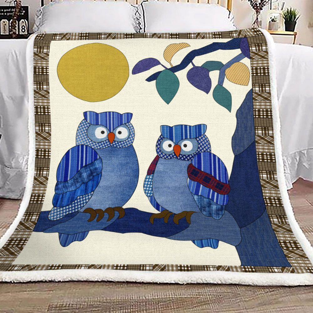 Owl Sherpa Fleece Blanket