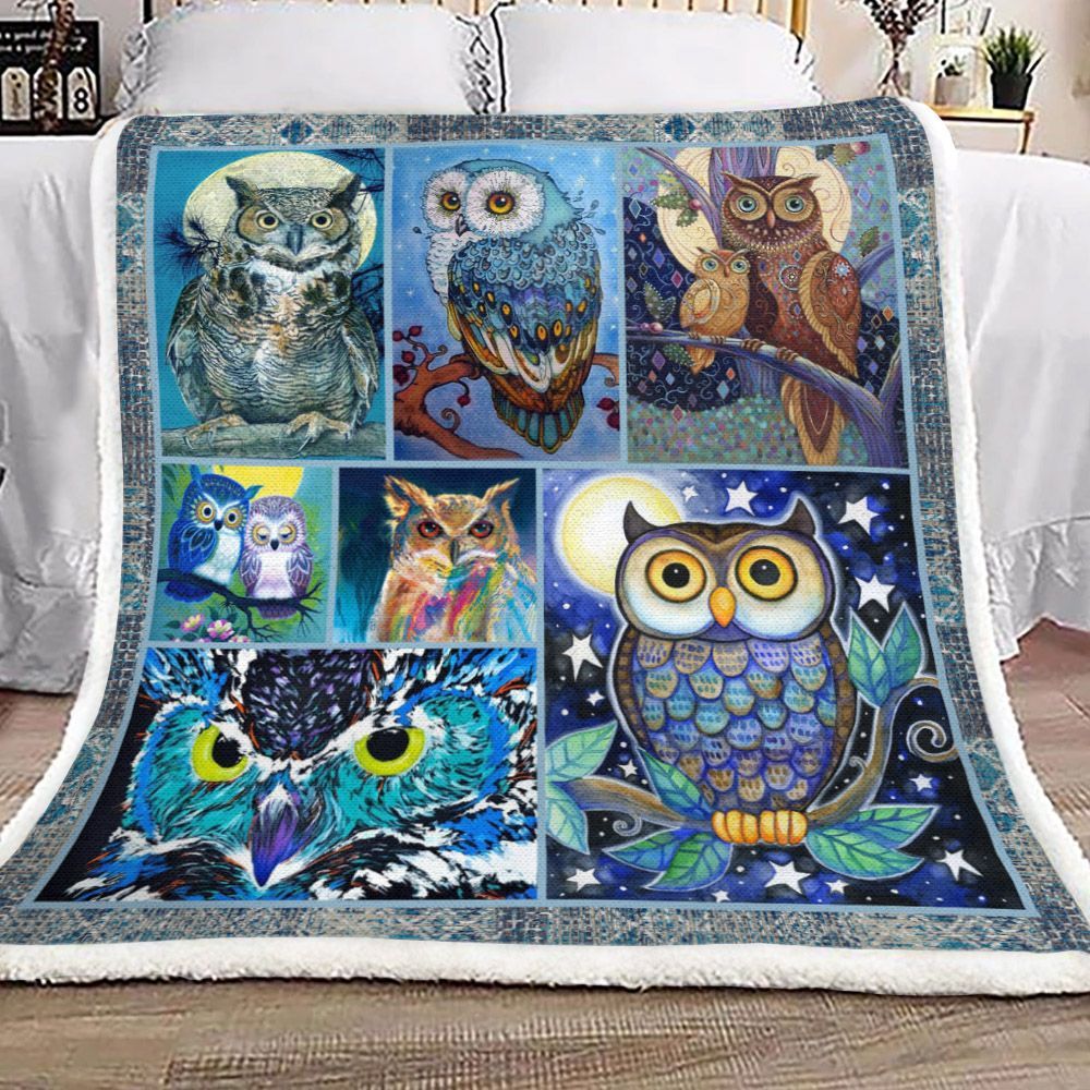 Owl Sherpa Fleece Blanket