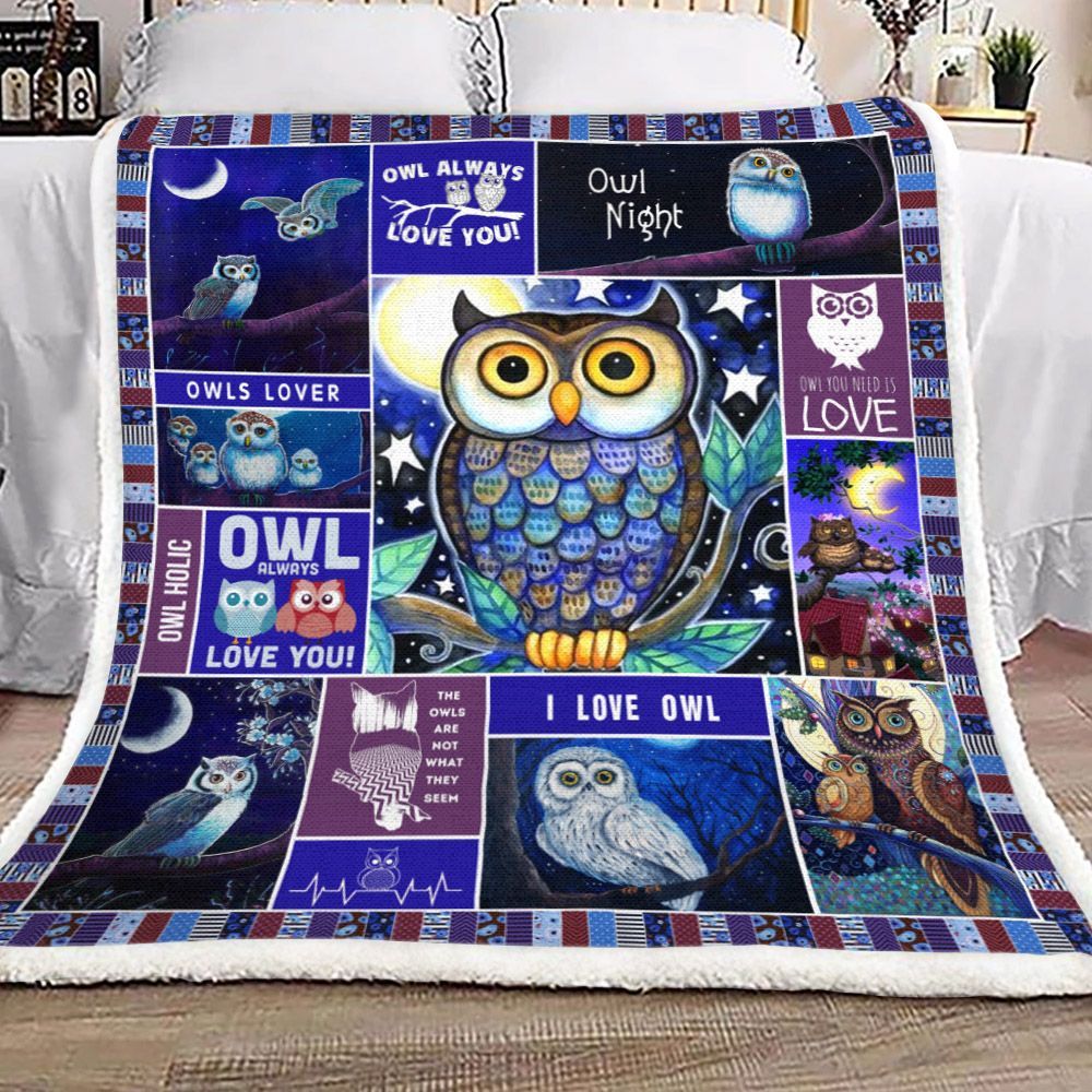 Owl Sherpa Fleece Blanket