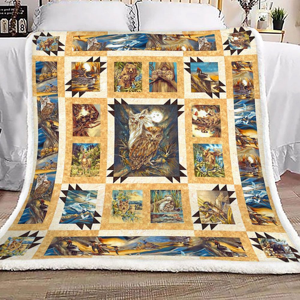 Owl Sherpa Fleece Blanket