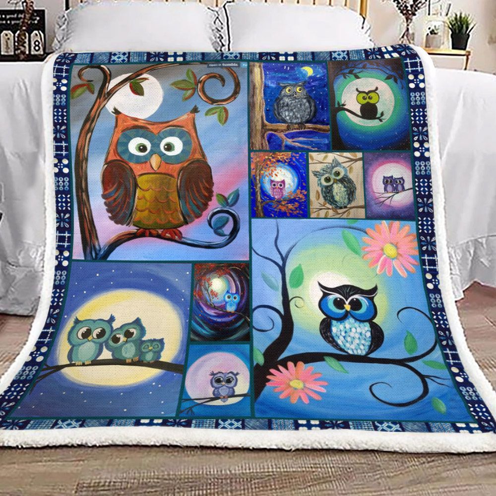 Owl Sherpa Fleece Blanket
