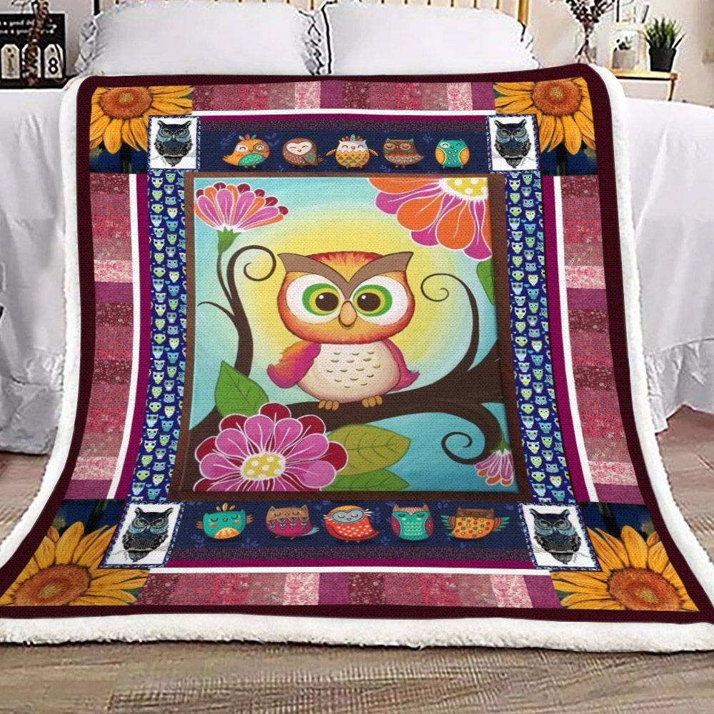 Owl Sherpa Fleece Blanket