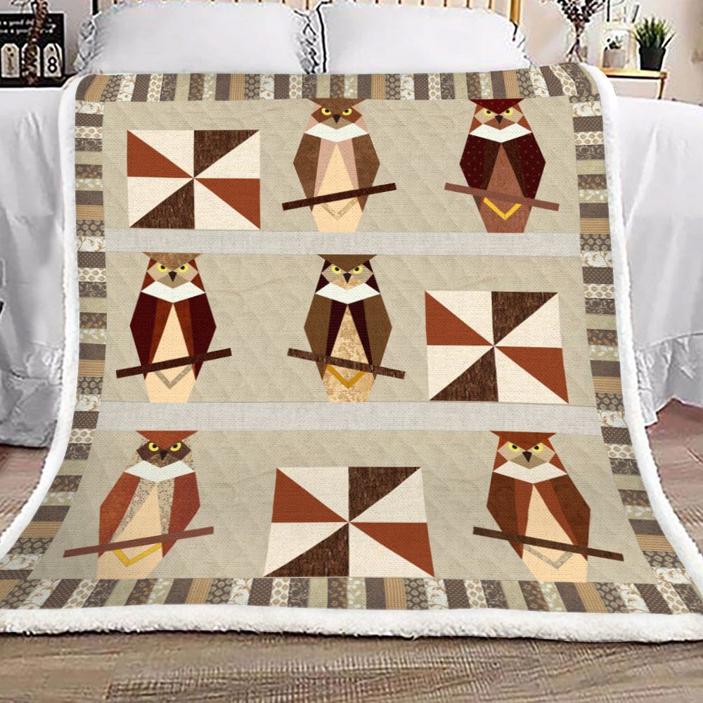 Owl Sherpa Fleece Blanket