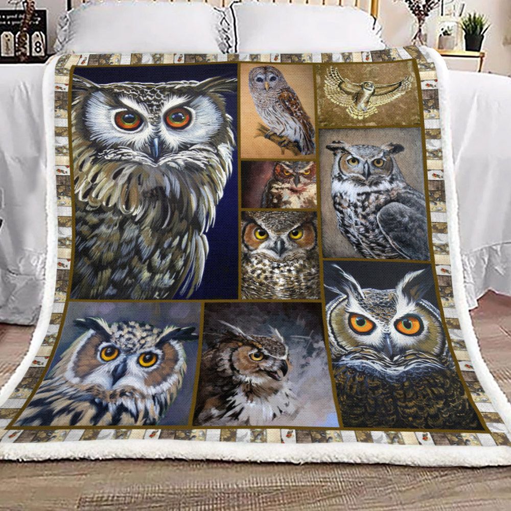Owl Sherpa Fleece Blanket