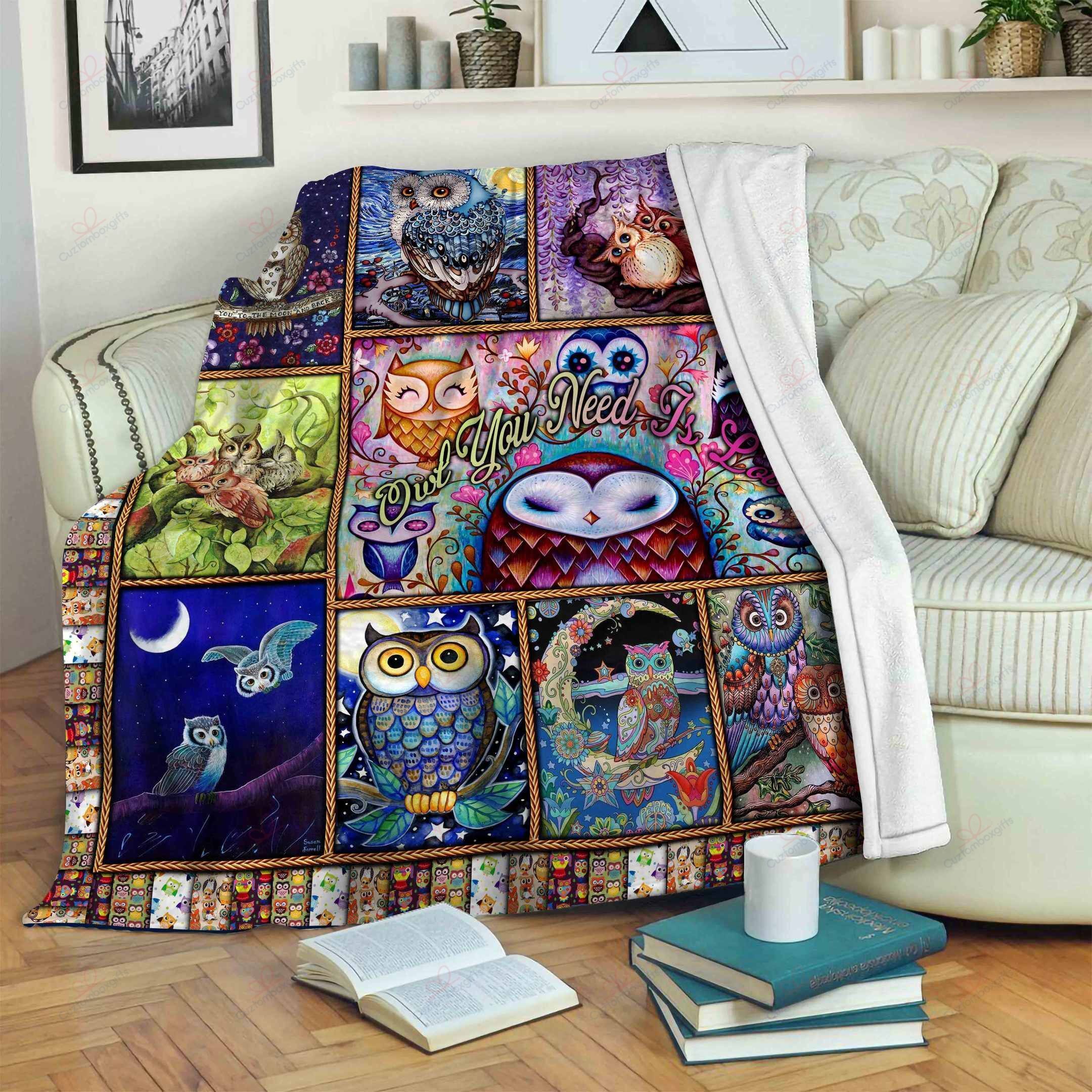 Owl You Need Love Sherpa Fleece Blanket