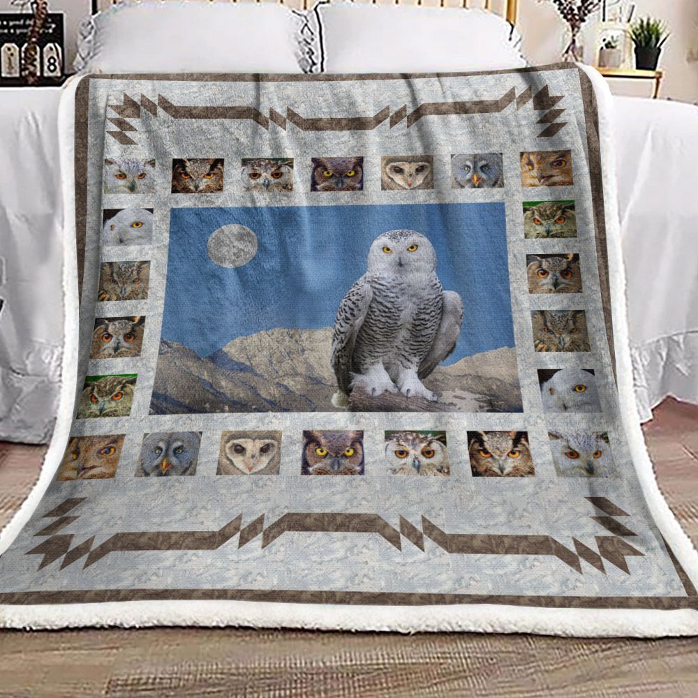 Owl Sherpa Fleece Blanket