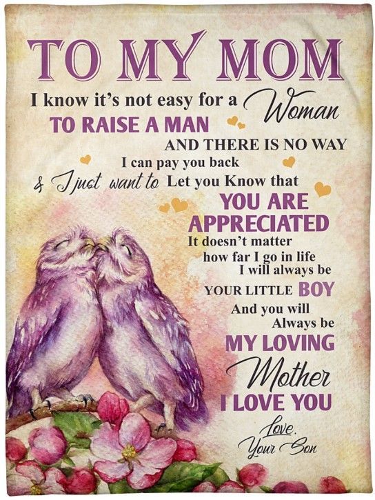 Owlf To My Mom I Will Always Be Your Little Boy Sherpa Fleece Blanket