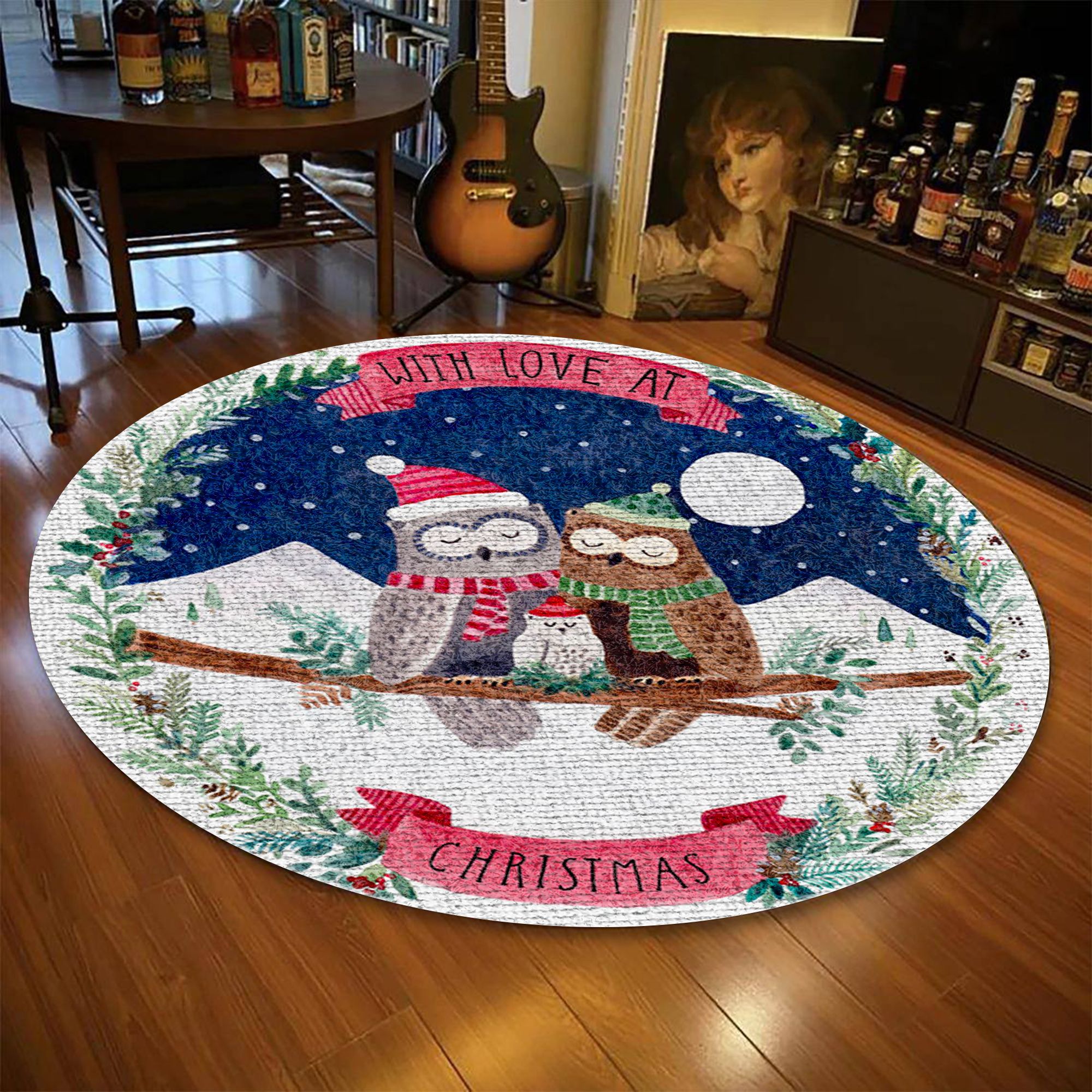 Owls Christmas Round Carpet