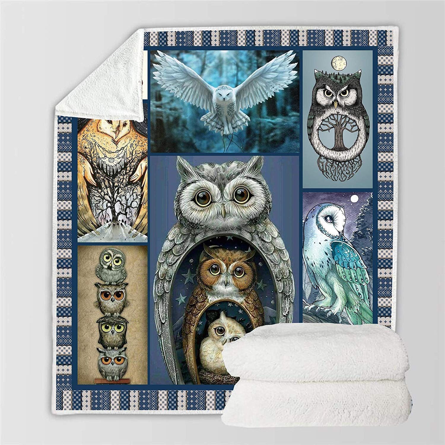 Owls Sherpa Fleece Blanket