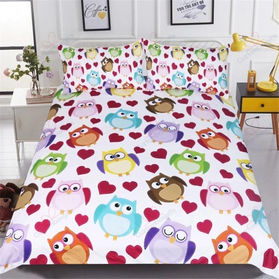 Owls Cute Heart Printed Bedding Set