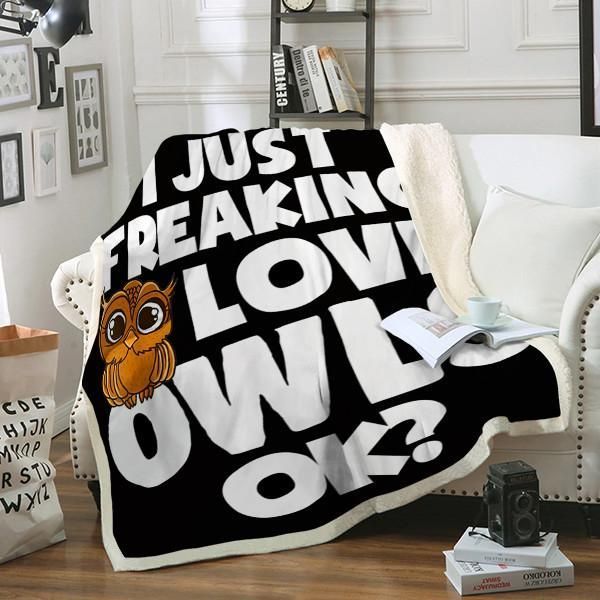 Owls I Just Freaking Love Owls Sherpa Fleece Blanket