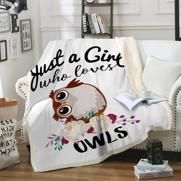 Owls Just A Girl Sherpa Fleece Blanket