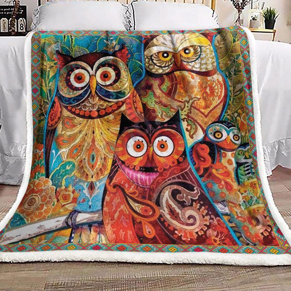 Owls Sherpa Fleece Blanket