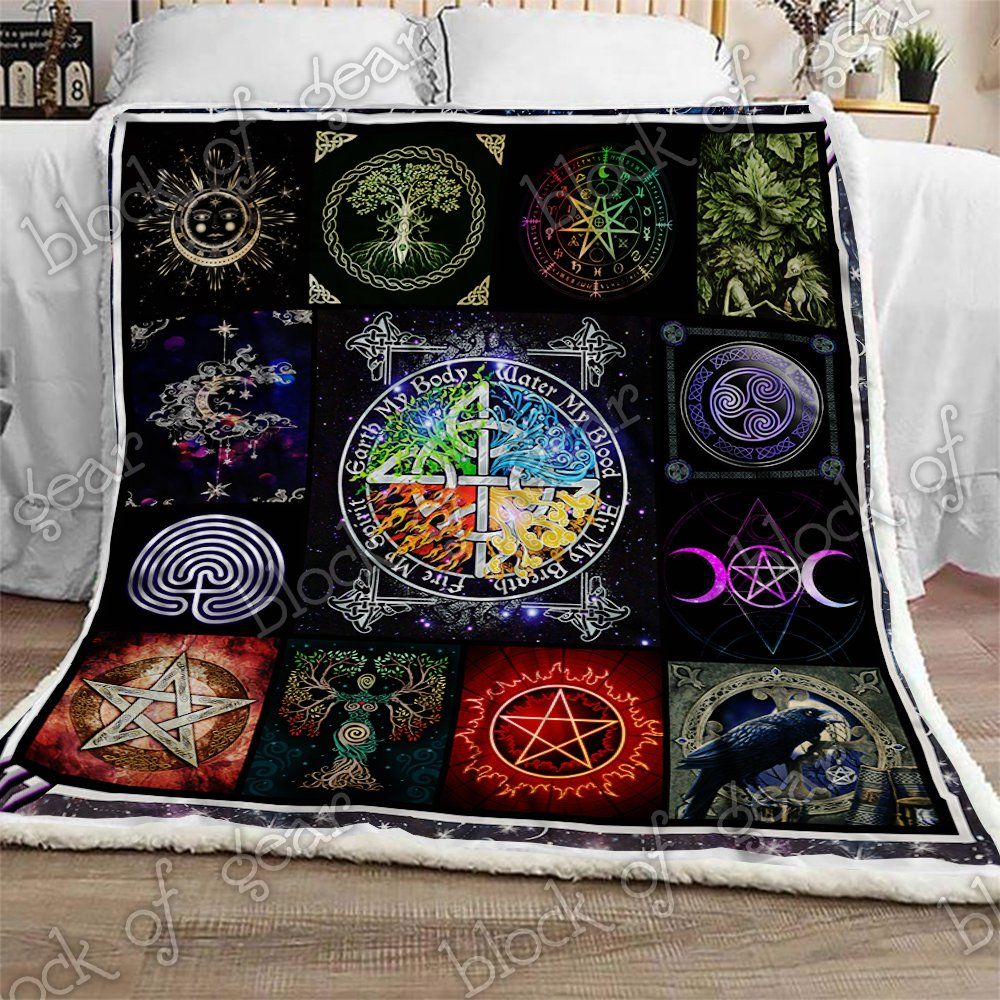 Pagan Symbols Wicca Sherpa Fleece Blanket