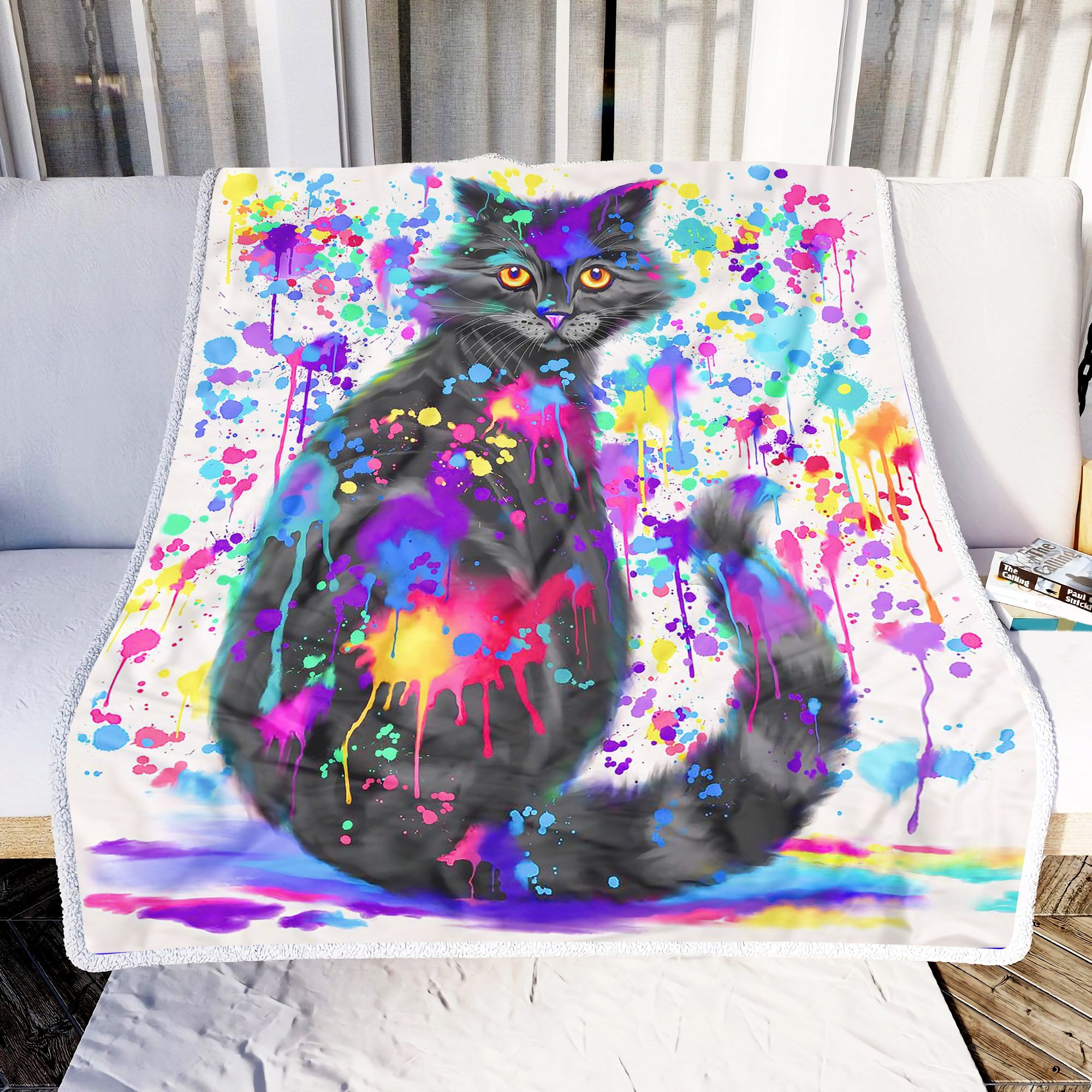 Paint With Colorful Cat Fleece Blanket