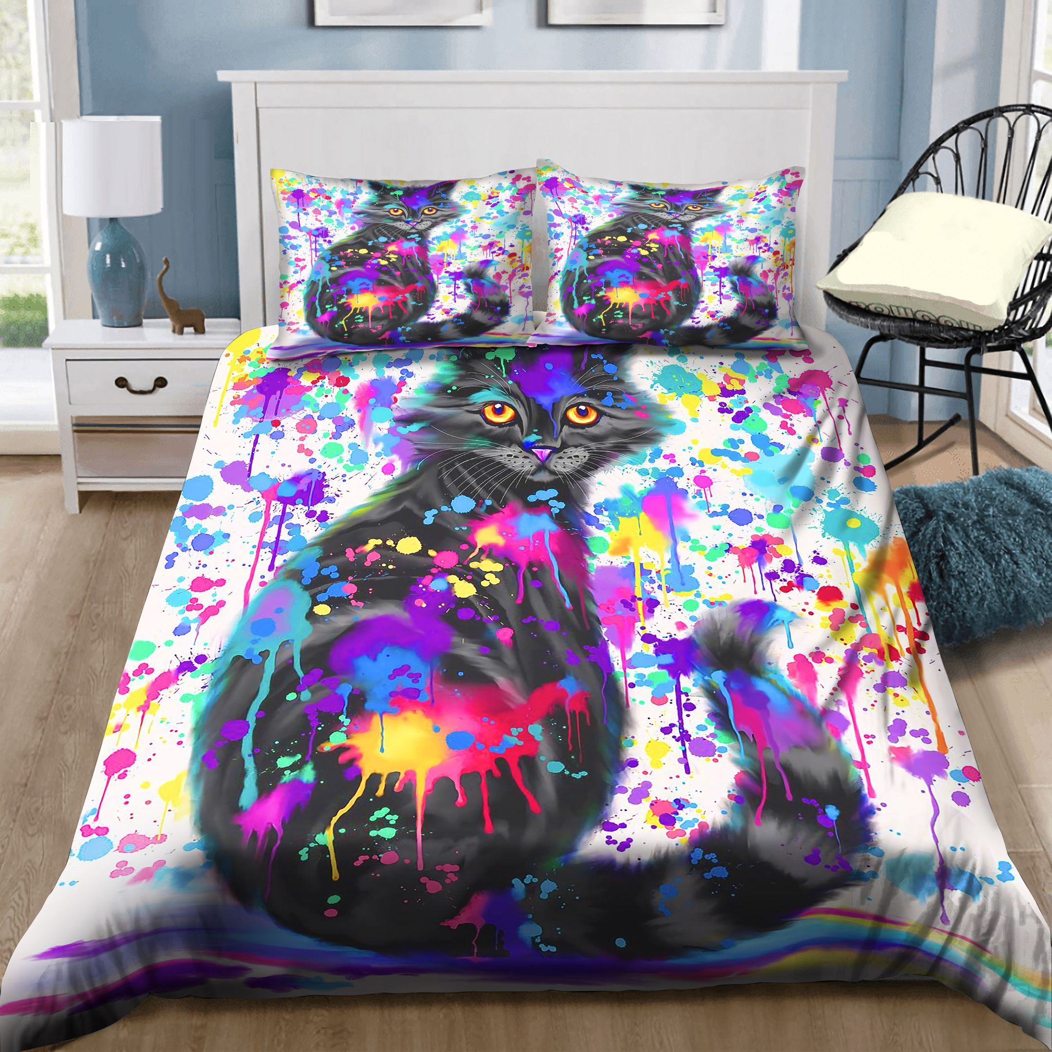 Paint With Colorful Cat Bedding Set