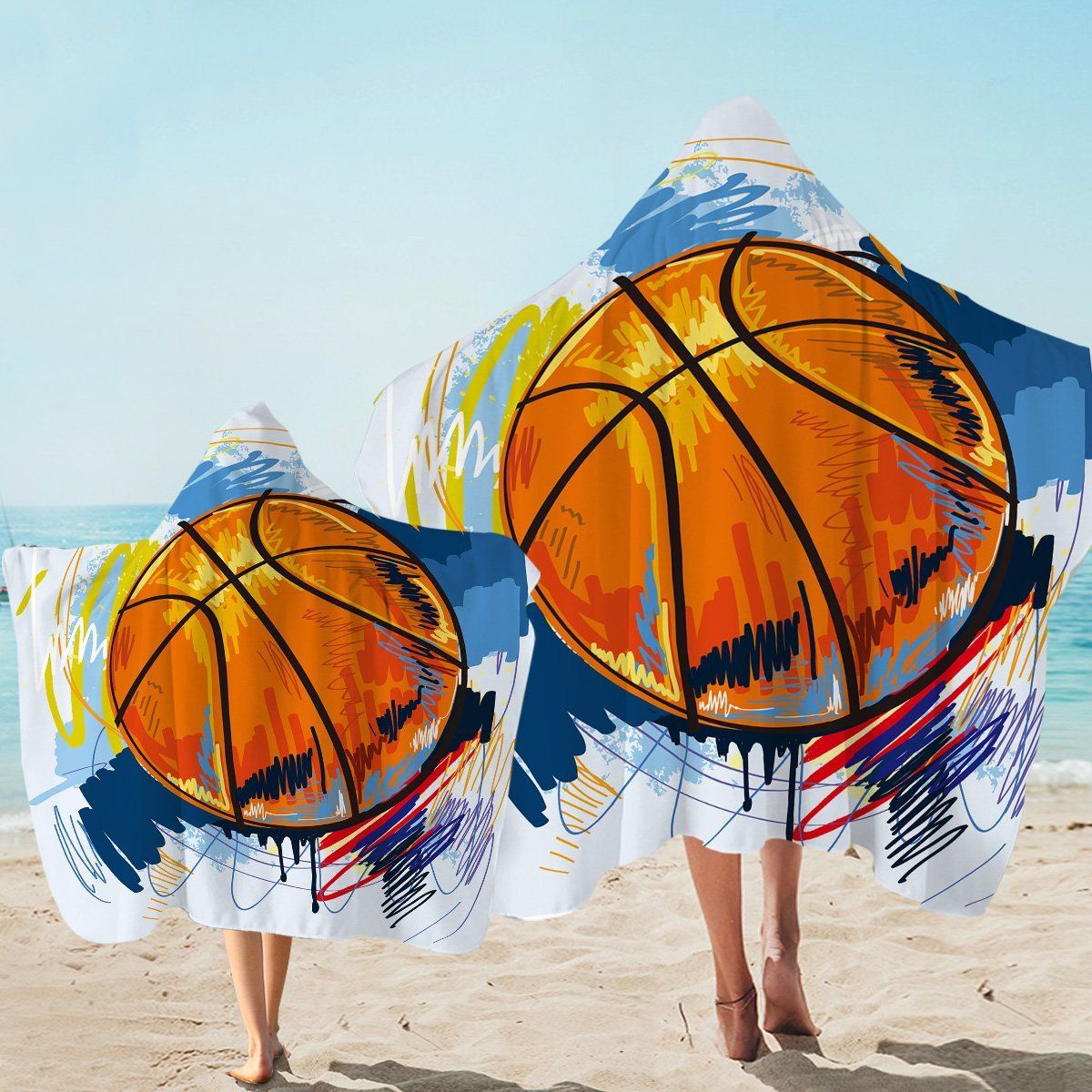 Painted Basketball Art For Fans Printed Hooded Towel