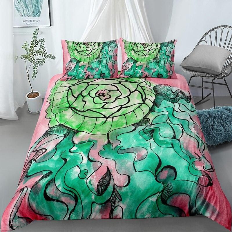 Painted Greenish Garden Bedding Set